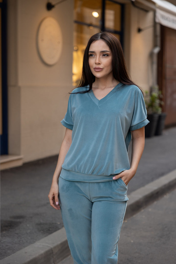 Set catifea Anna Aqua