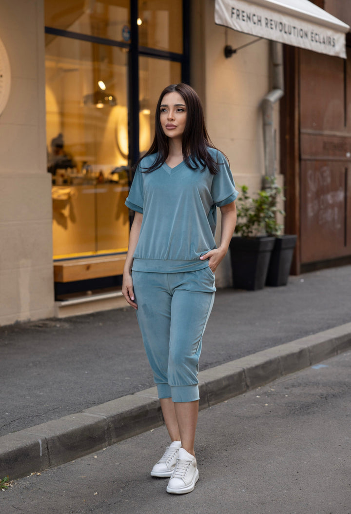 Set catifea Anna Aqua