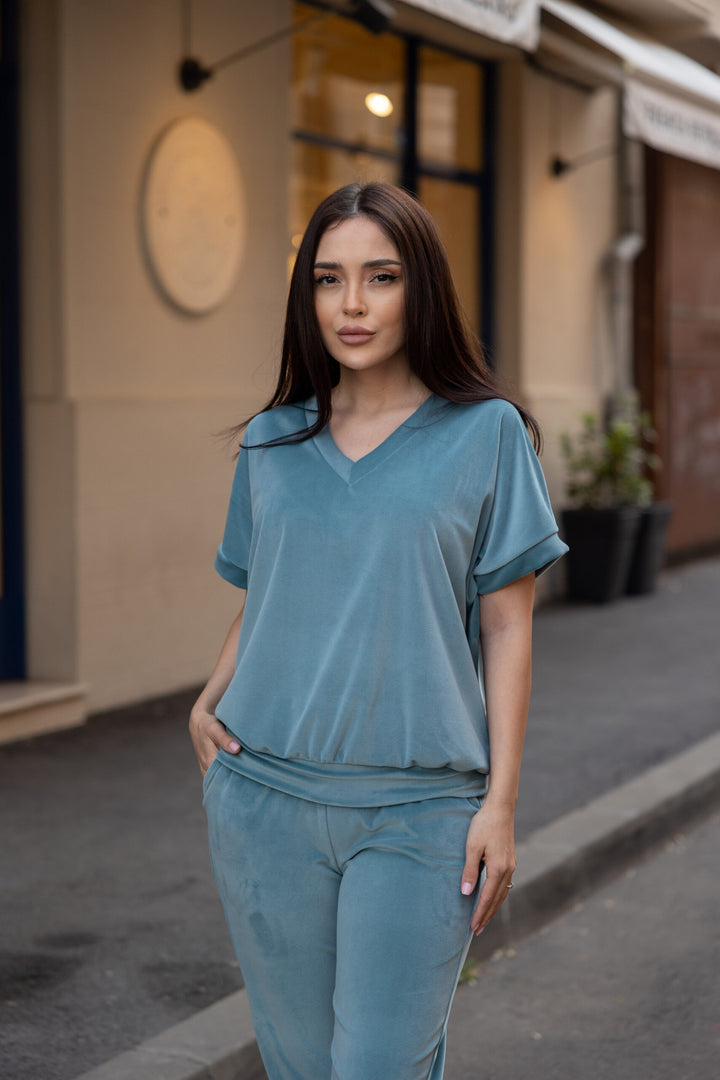 Set catifea Anna Aqua