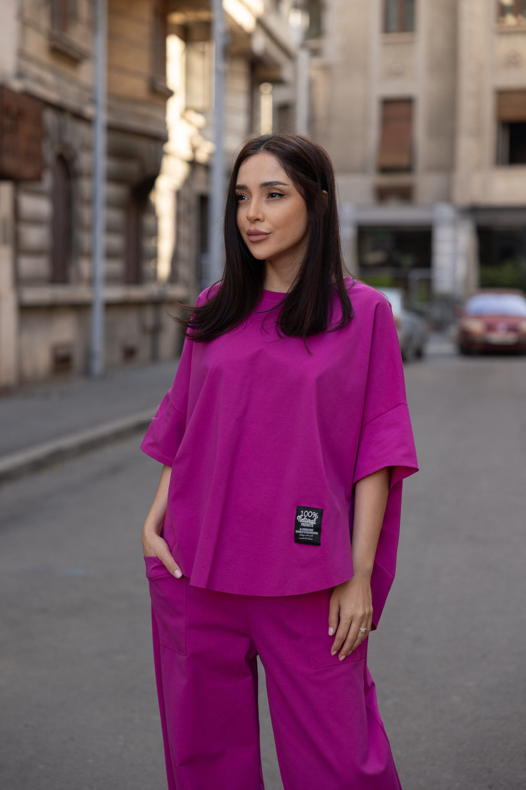 Set bumbac Kaida Magenta