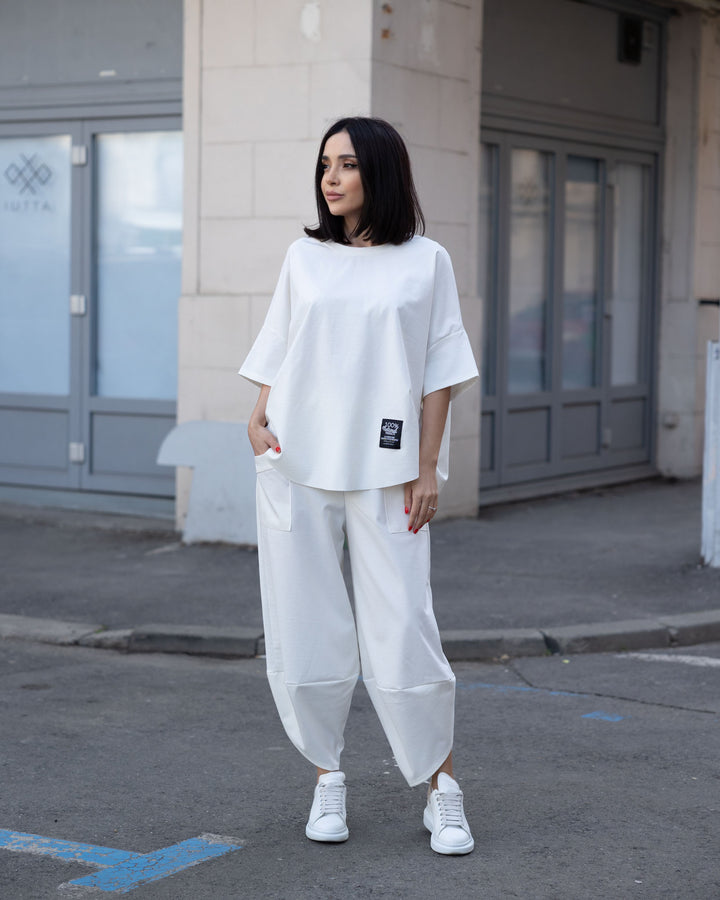 Set bumbac Kaida Alb