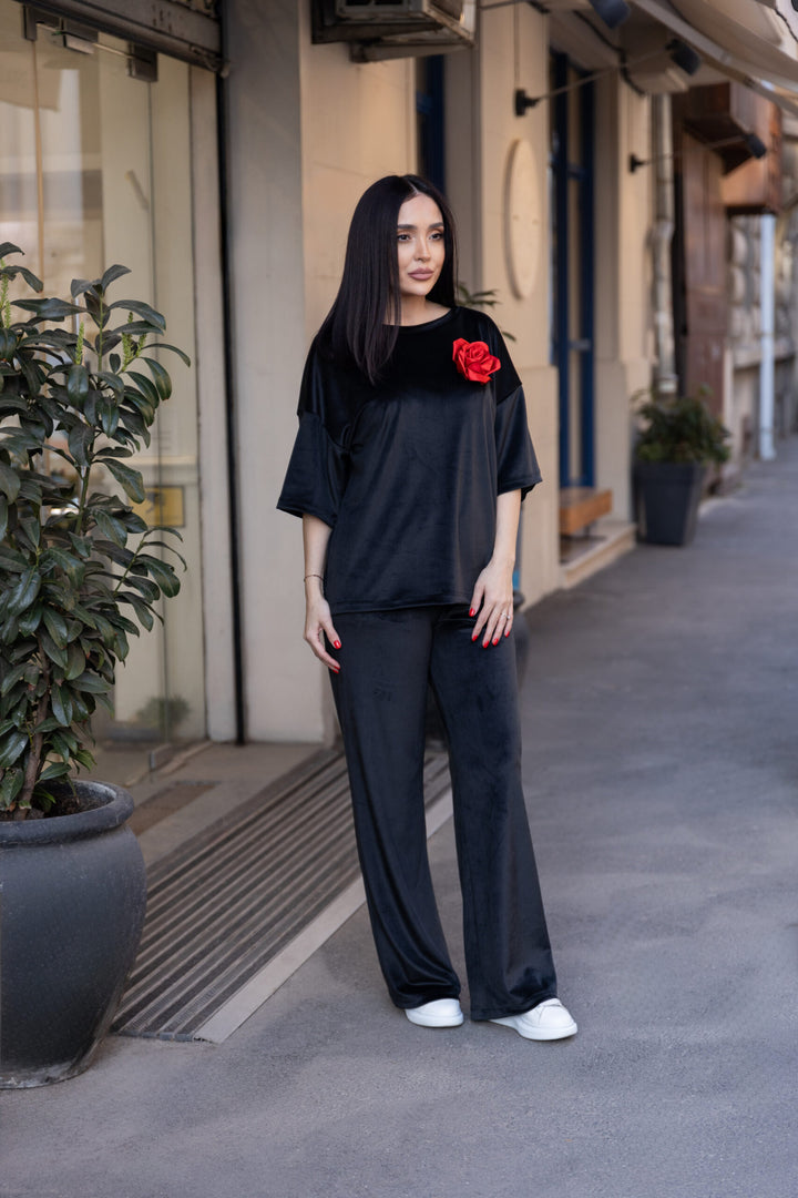 Set catifea Rose Negru