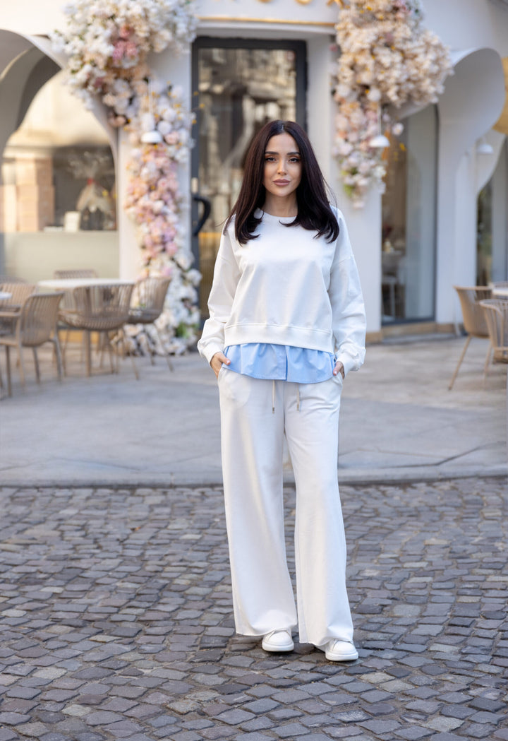 Set bumbac Sara Alb