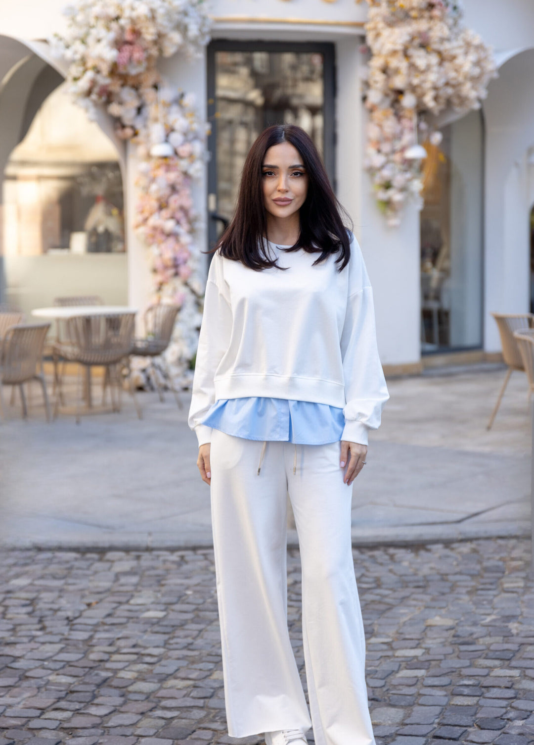 Set bumbac Sara Alb