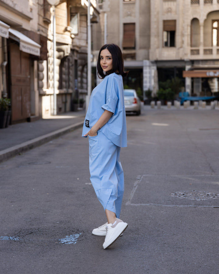 Set bumbac Kaida Bleu