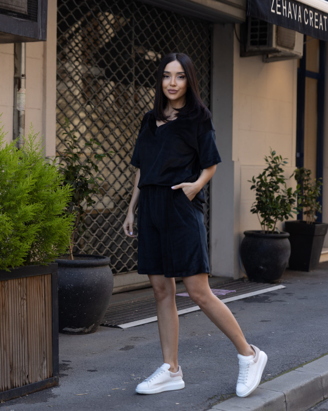 Set catifea Amme Negru