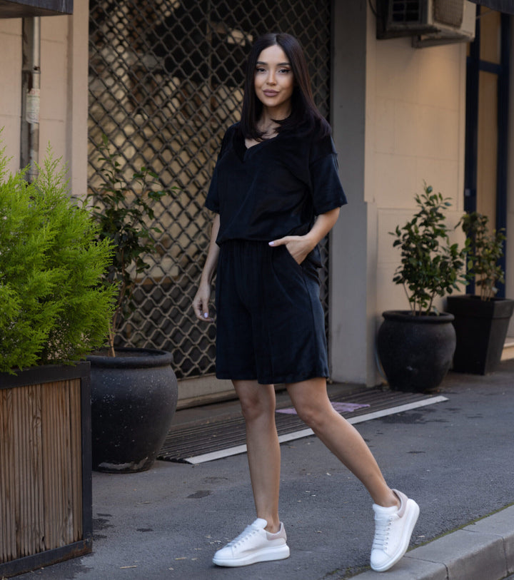 Set catifea Amme Negru