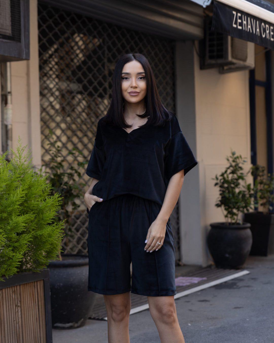 Set catifea Amme Negru