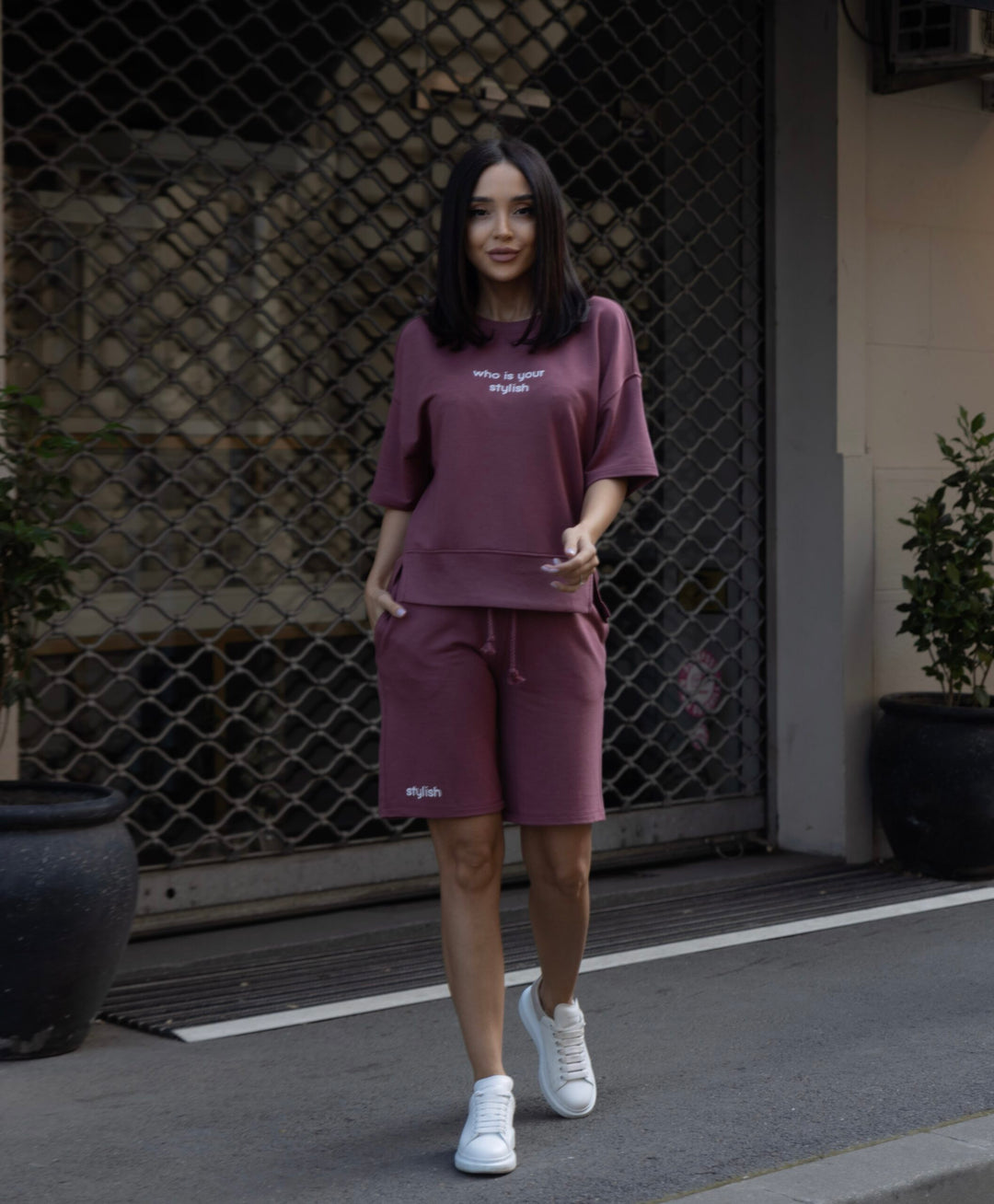 Set bumbac Stilish Bordo