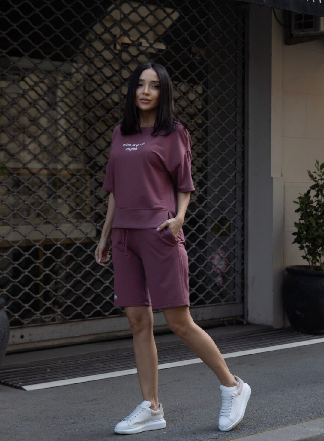 Set bumbac Stilish Bordo