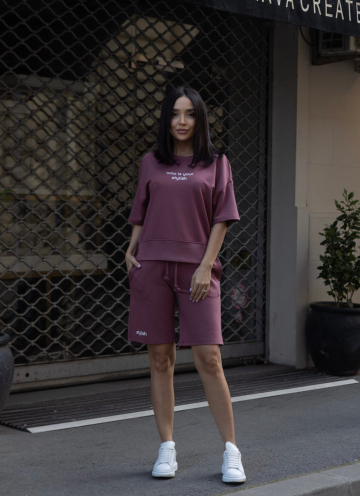 Set bumbac Stilish Bordo