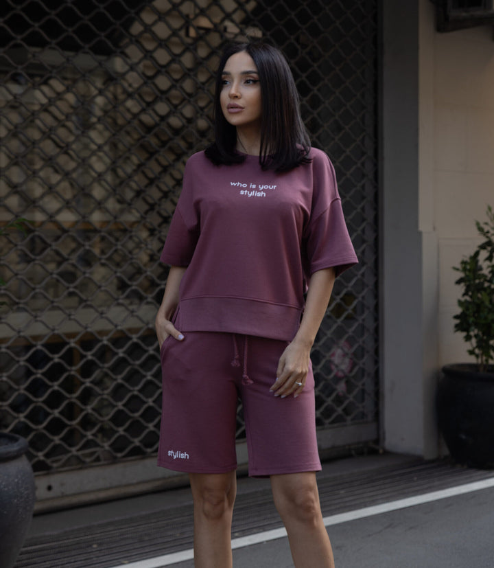 Set bumbac Stilish Bordo