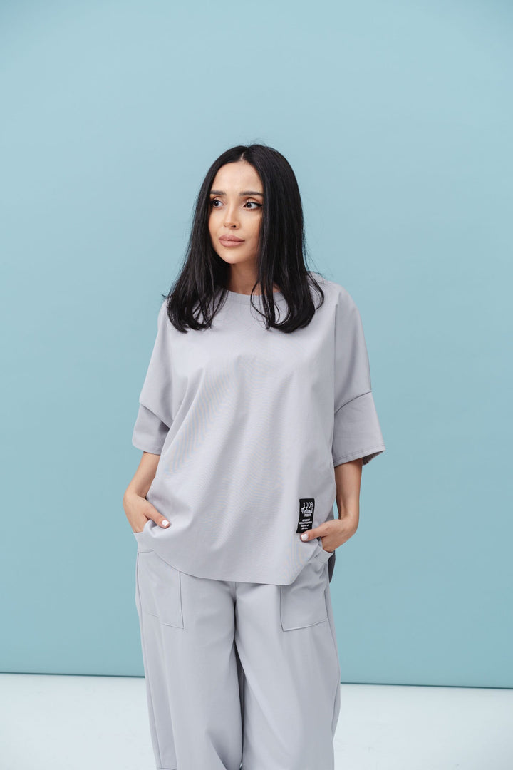 Set bumbac Kaida Gri