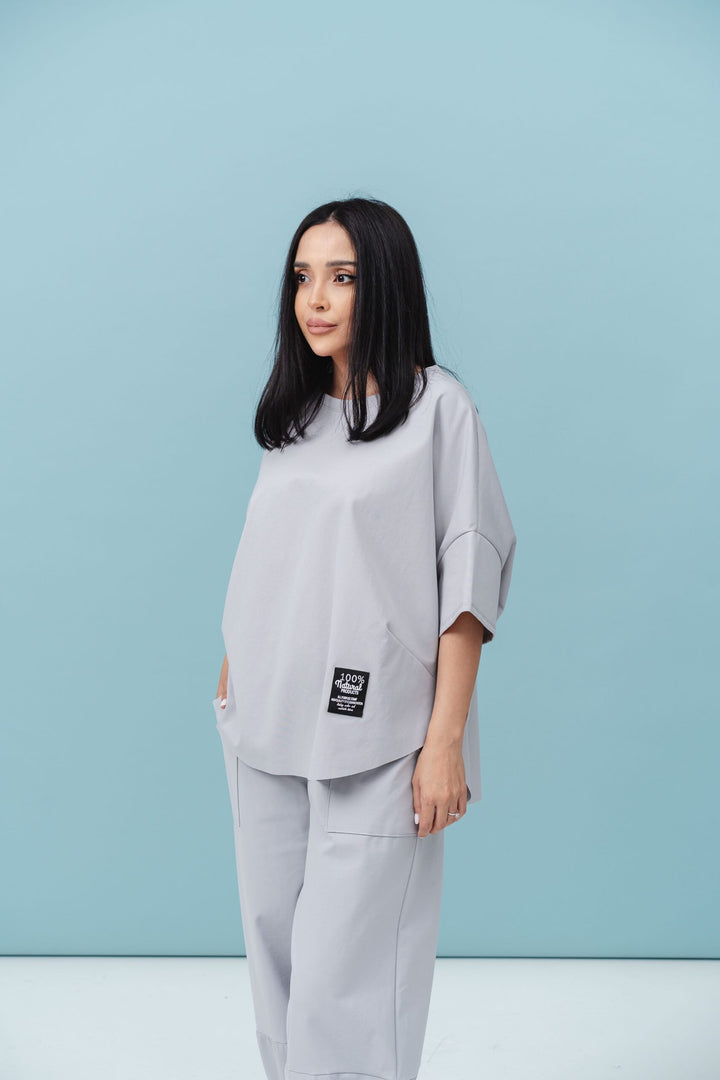 Set bumbac Kaida Gri