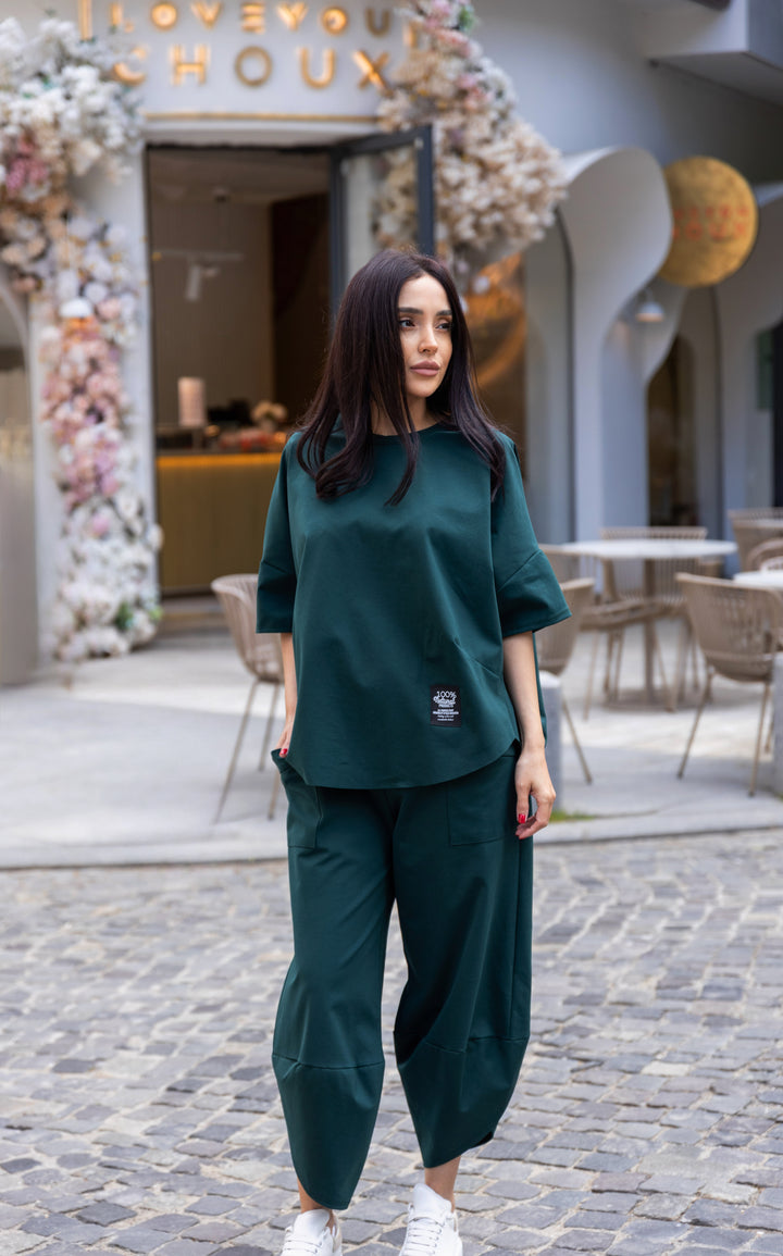 Set bumbac Kaida Verde Smarald