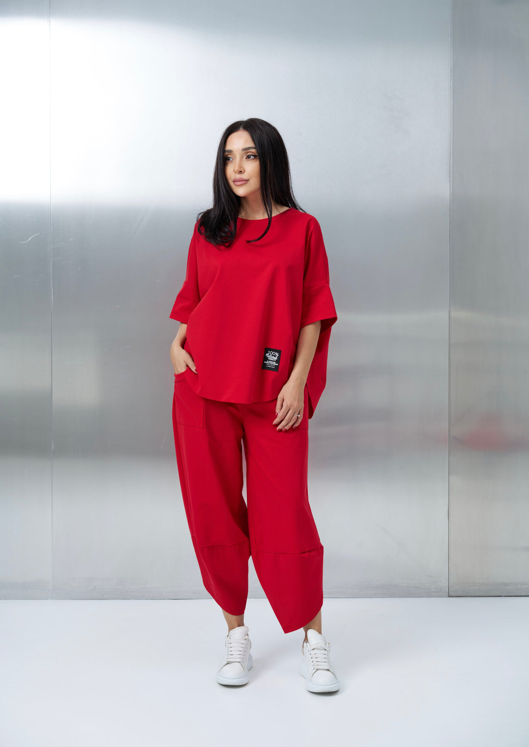 Set bumbac Kaida Rosu