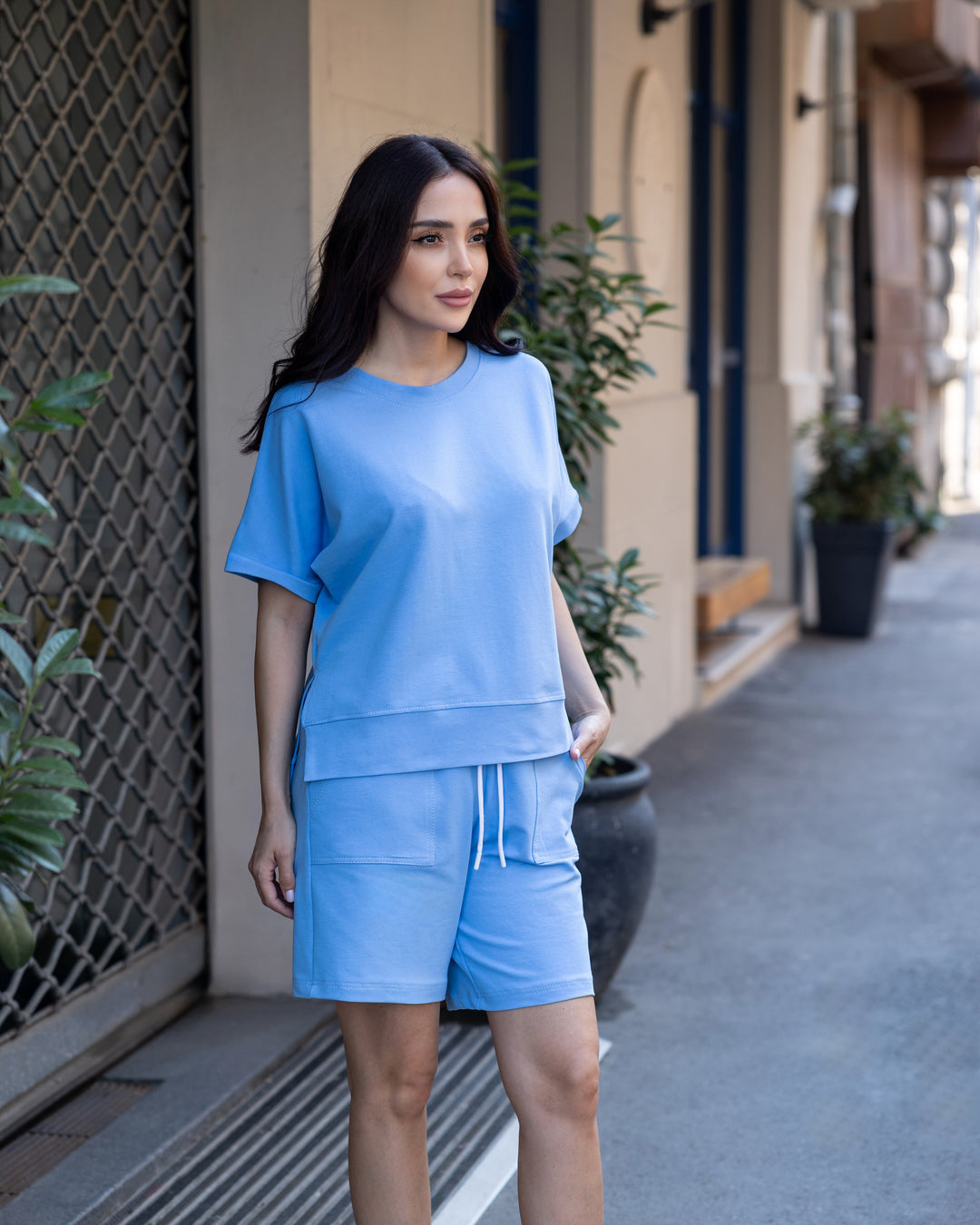 Set bumbac Sia Bleu