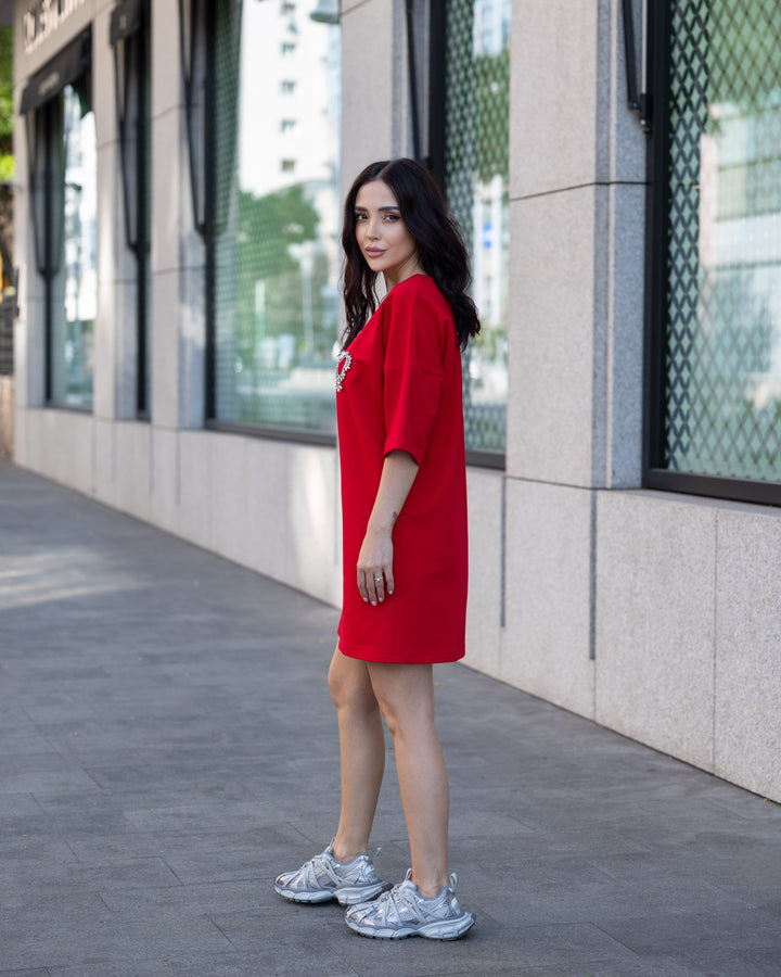 Rochie Bumbac Premium Hearts Red