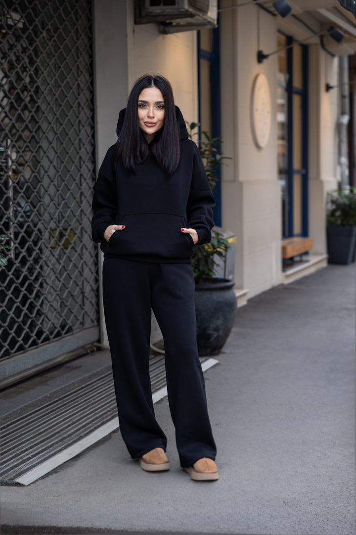 Trening bumbac plușat Premium Tokyo Negru