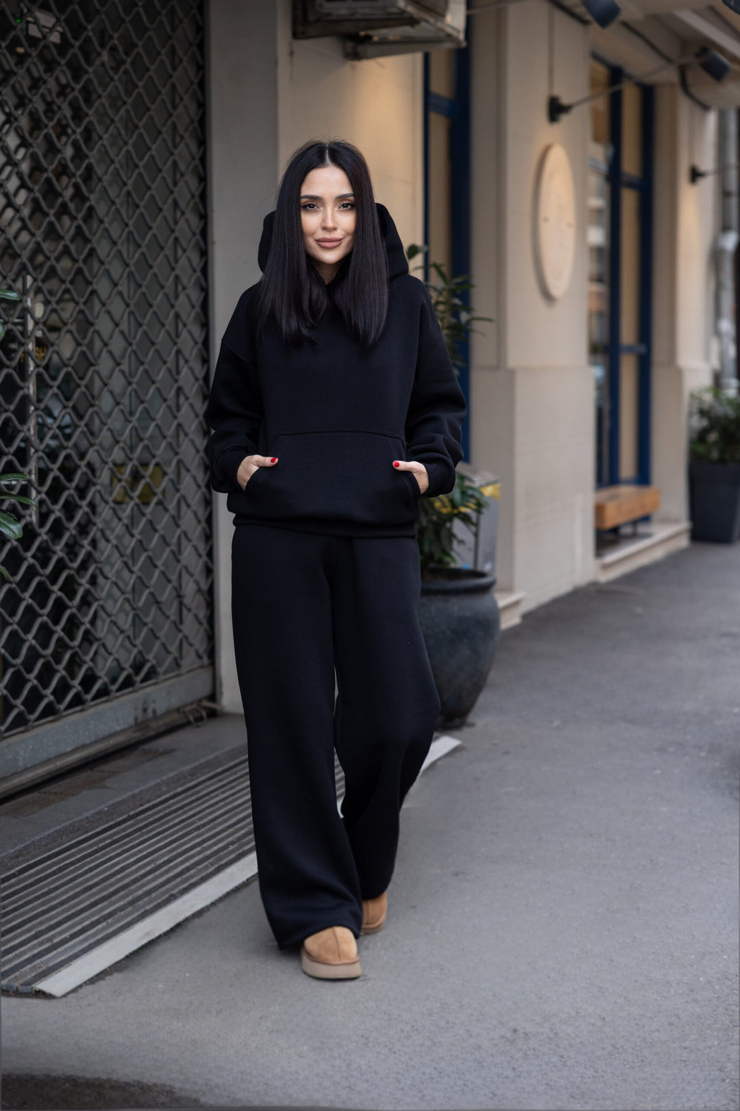 Trening bumbac plușat Premium Tokyo Negru