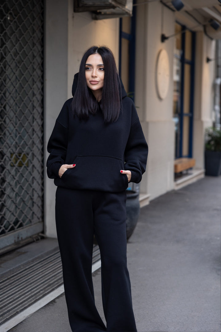 Trening bumbac plușat Premium Tokyo Negru