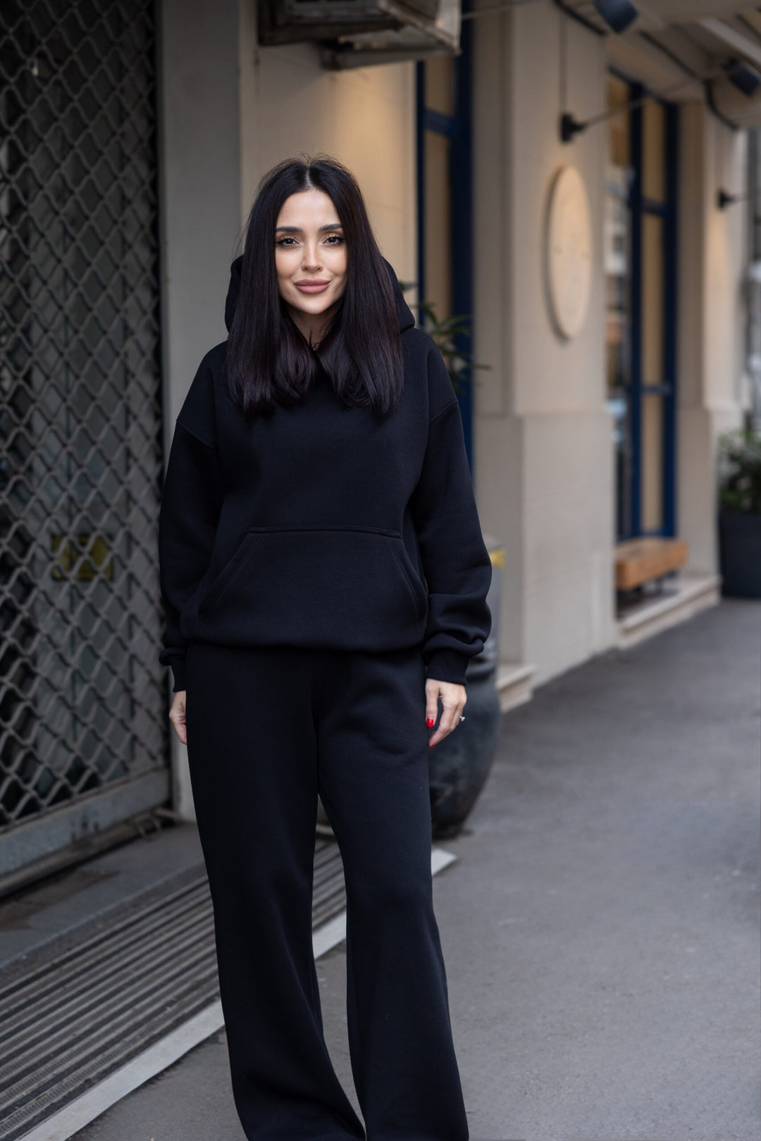 Trening bumbac plușat Premium Tokyo Negru