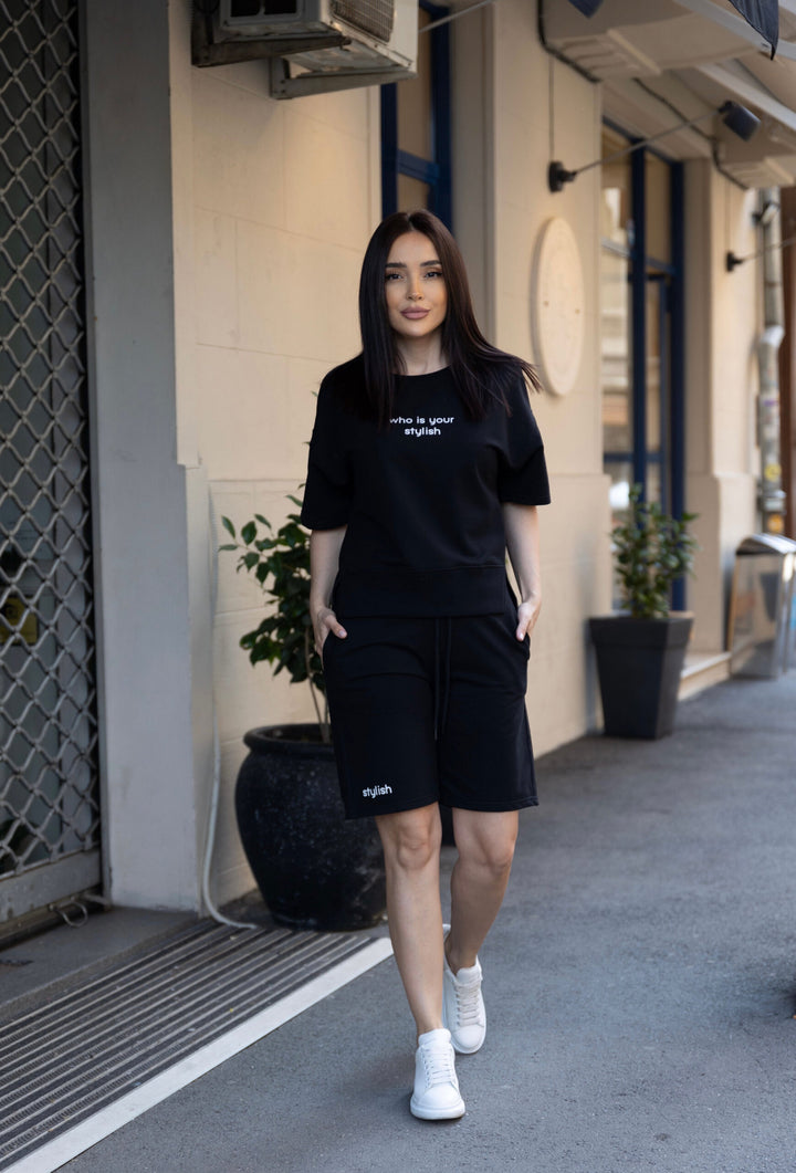 Set bumbac Stilish Negru